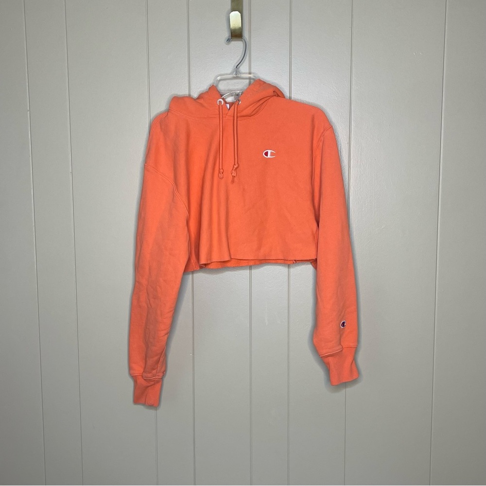 Champion cropped reverse weave orange hoodie size small